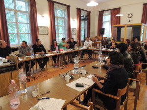 Roma leaders during the final days of organizer training.
