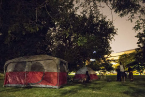 John Rydr is homeless and has a tent that he puts up every night and takes down every morning, the Chicago Park District and Chicago Police may have him and others removed from Montrose Beach soon. | Alex Wroblewski / Sun-Times