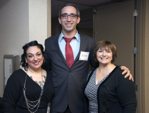 State Rep.-Elect Will Guzzardi (Chicago), center, with Maria Rivera and Patricia Scott of The Homestretch