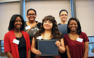 2015 Scholarship Winners (from left): Aja Lowrey, T’Prinn Ingram, Jennessa Martinez, Amanda Sepulveda and Catherine Jones