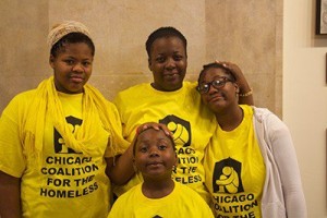 Latoya Ellis and her kids are some of the Chicago residents who are speaking up for affordable housing. Photo by Jennessa Martinez via Chicago Coalition for the Homeless 