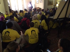 Youth and providers "sit-in" at Executive Mansion in Springfield.
