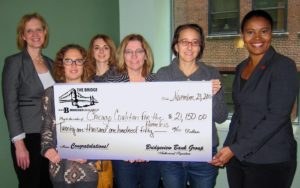 CCH staff accept $21,250 check from representatives of Bridgeview Bank. (November 2015)