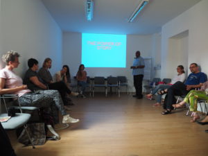Wayne teaches "The Power of Story" to social workers and youth in Budapest.